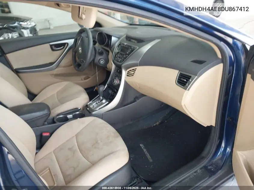 KMHDH4AE8DU867412 2013 Hyundai Elantra Gls