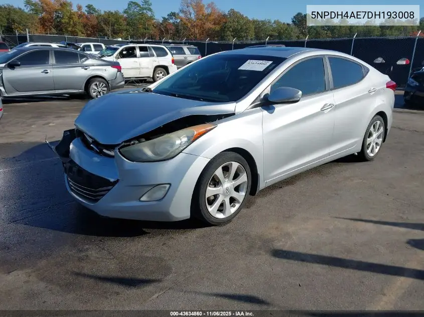 5NPDH4AE7DH193008 2013 Hyundai Elantra Limited