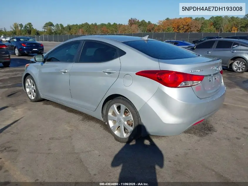 5NPDH4AE7DH193008 2013 Hyundai Elantra Limited