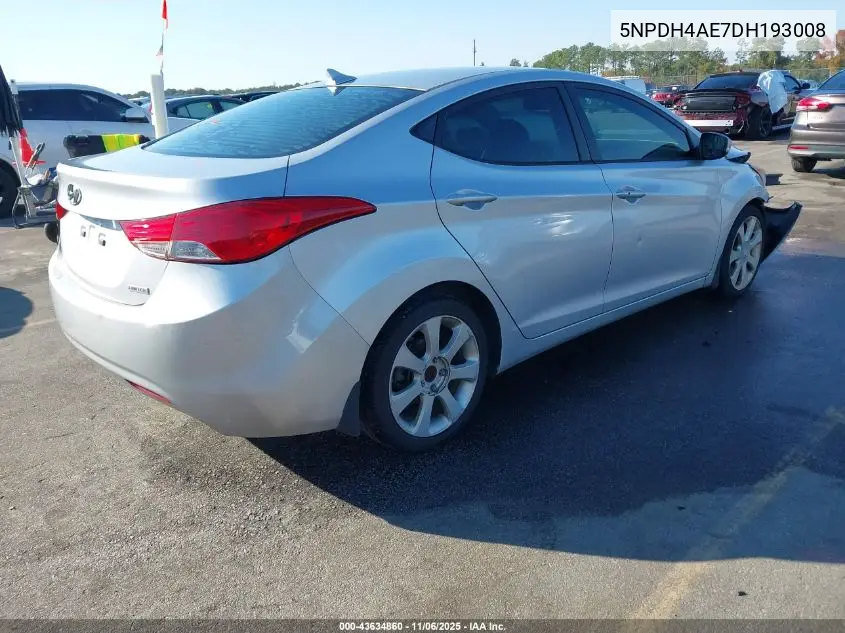 5NPDH4AE7DH193008 2013 Hyundai Elantra Limited
