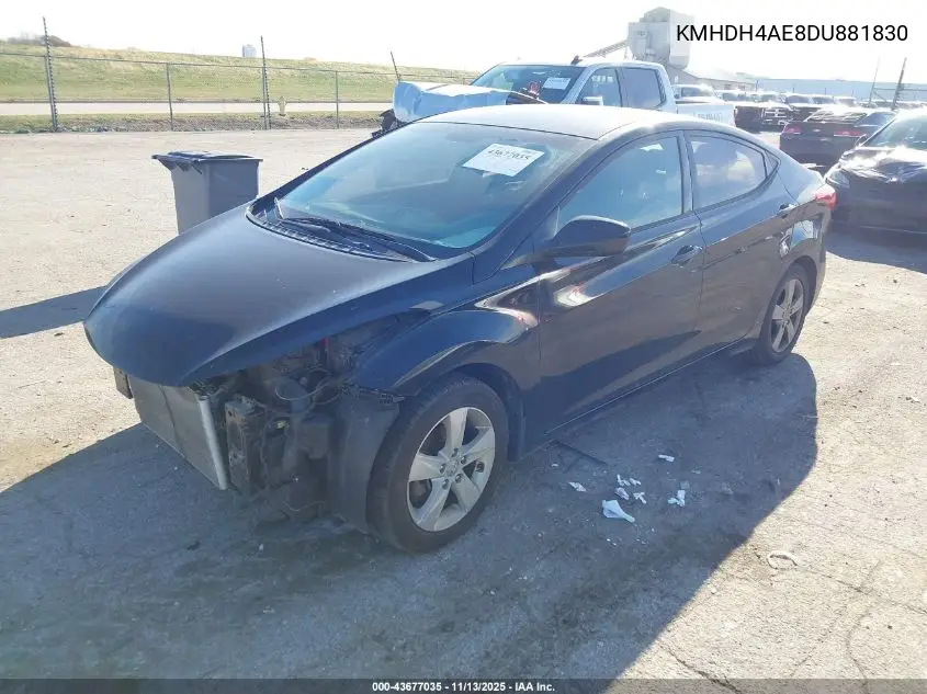 KMHDH4AE8DU881830 2013 Hyundai Elantra Gls