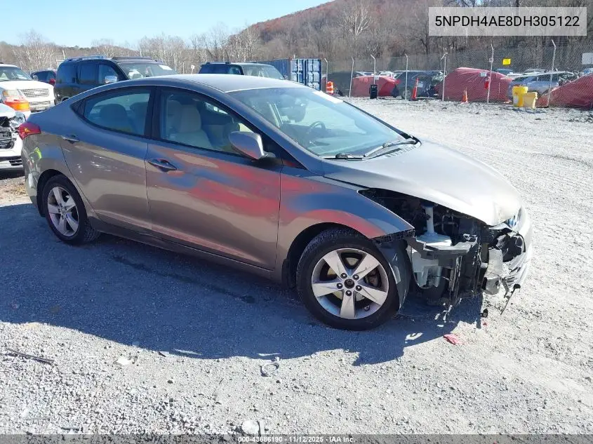 5NPDH4AE8DH305122 2013 Hyundai Elantra Gls