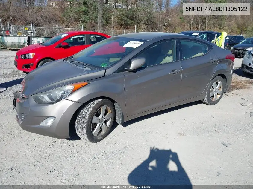 5NPDH4AE8DH305122 2013 Hyundai Elantra Gls