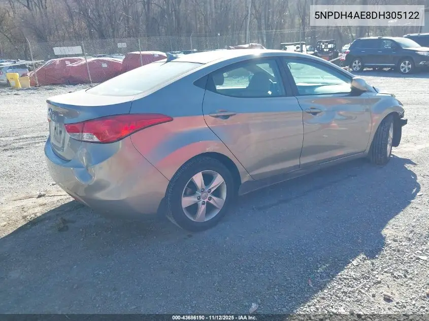5NPDH4AE8DH305122 2013 Hyundai Elantra Gls