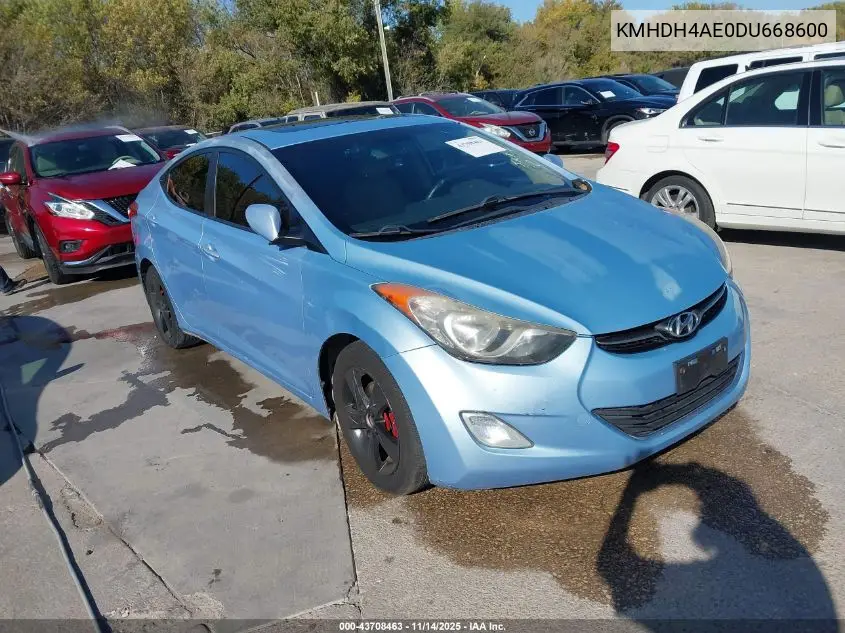 KMHDH4AE0DU668600 2013 Hyundai Elantra Limited