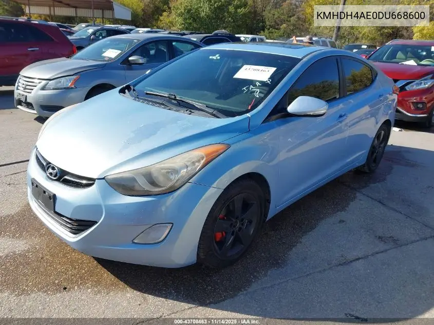 KMHDH4AE0DU668600 2013 Hyundai Elantra Limited