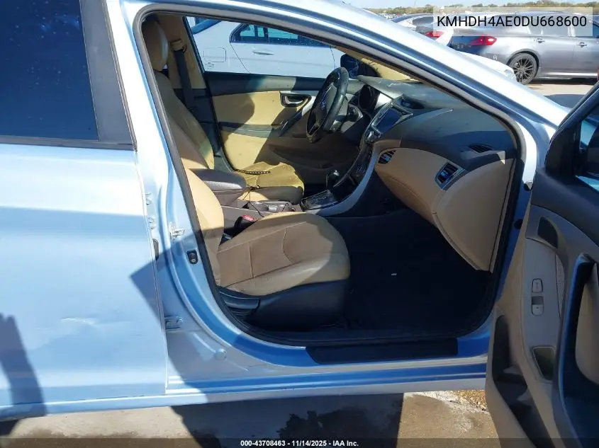 KMHDH4AE0DU668600 2013 Hyundai Elantra Limited