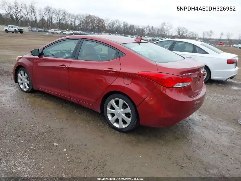 5NPDH4AE0DH326952 2013 Hyundai Elantra Limited
