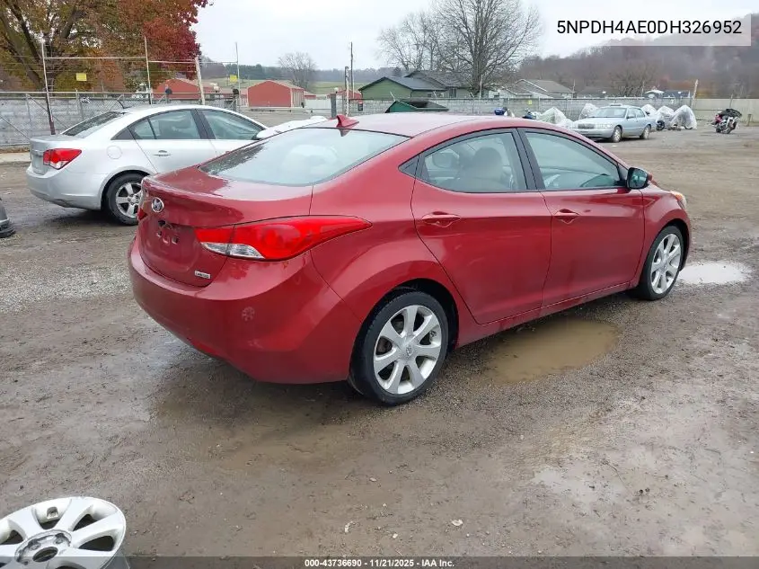 5NPDH4AE0DH326952 2013 Hyundai Elantra Limited
