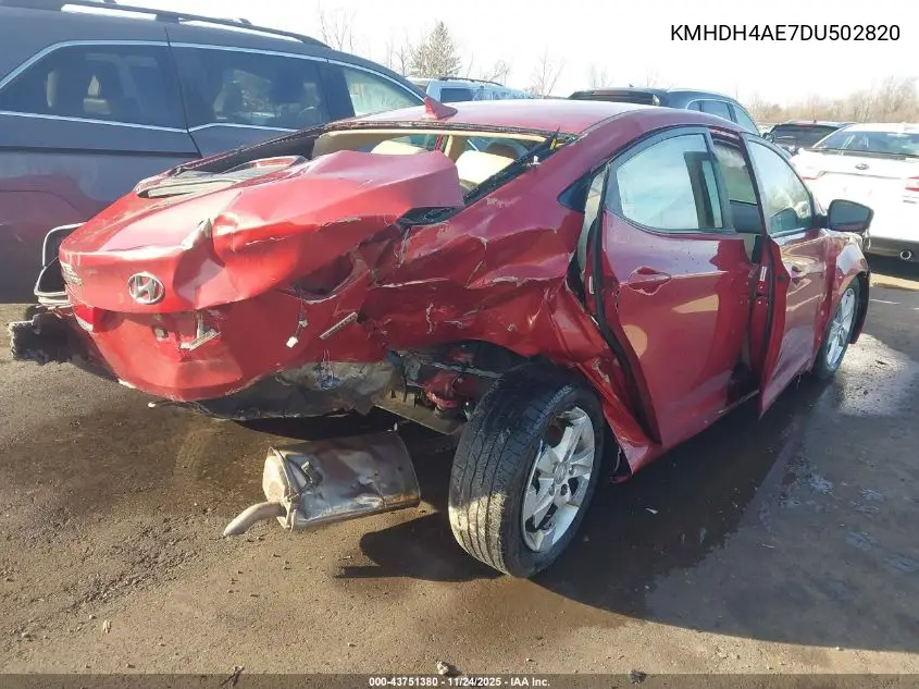 KMHDH4AE7DU502820 2013 Hyundai Elantra Gls/Limited