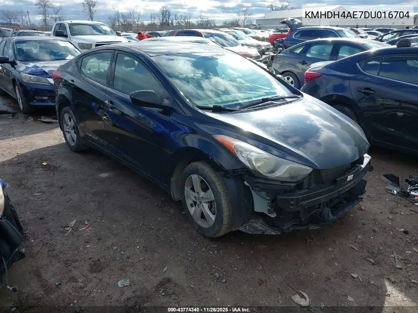 KMHDH4AE7DU016704 2013 Hyundai Elantra Gls
