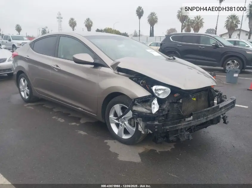 5NPDH4AE0DH381000 2013 Hyundai Elantra Gls