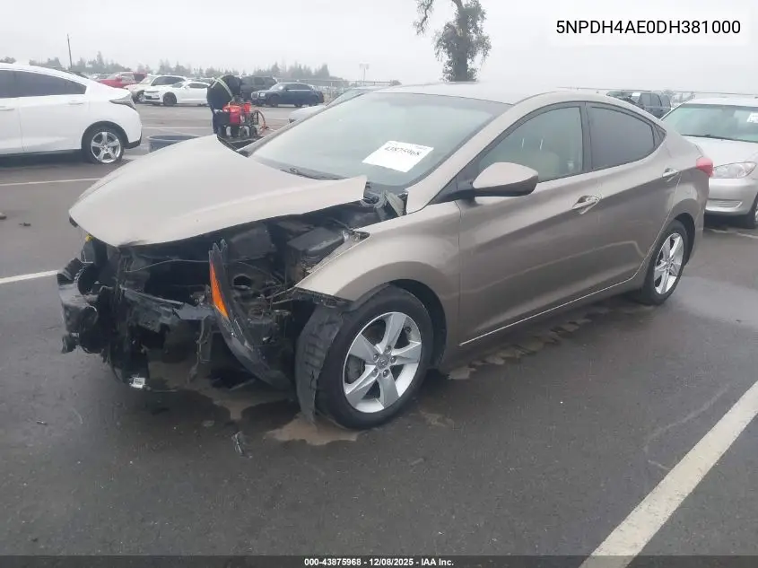 5NPDH4AE0DH381000 2013 Hyundai Elantra Gls