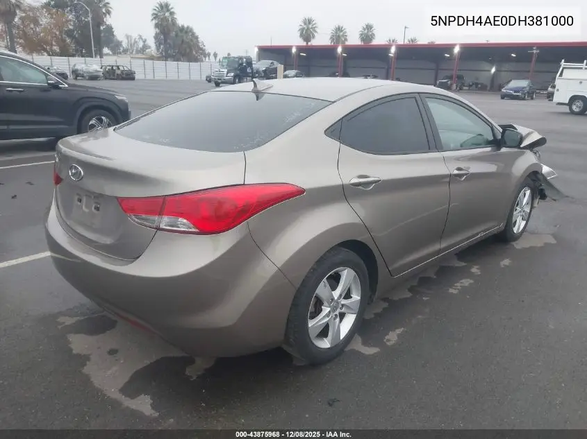 5NPDH4AE0DH381000 2013 Hyundai Elantra Gls