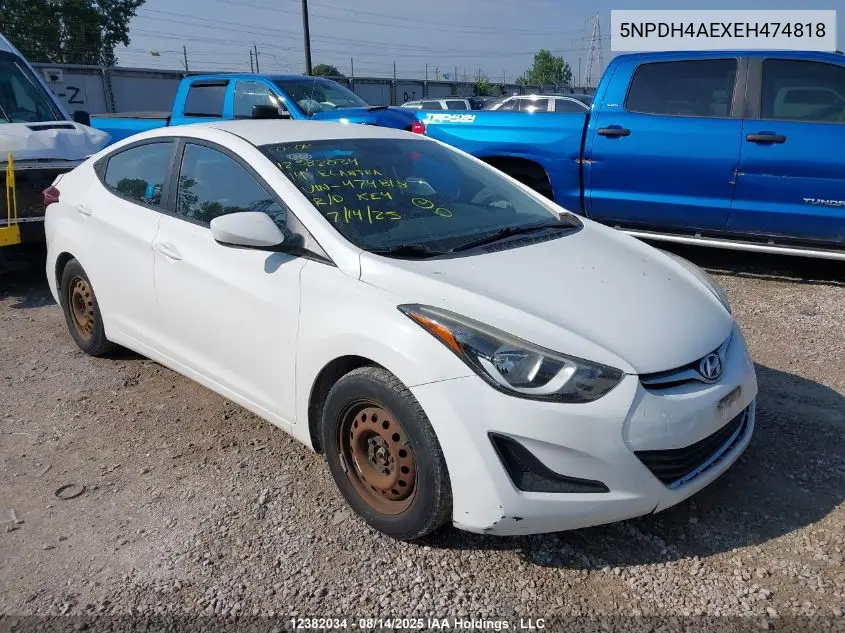 5NPDH4AEXEH474818 2014 Hyundai Elantra Se/Sport/Limited