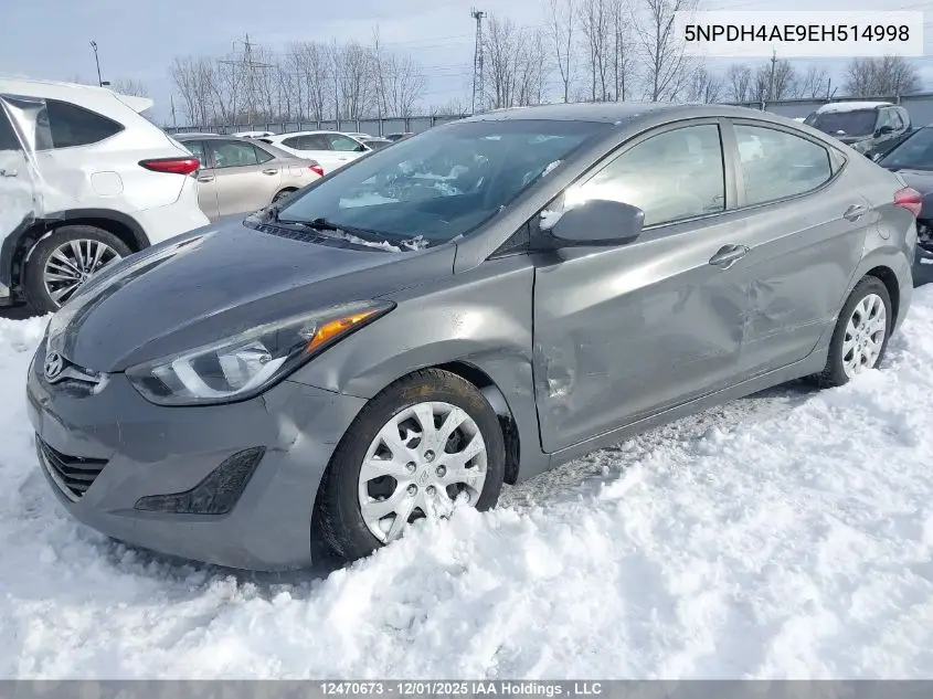 5NPDH4AE9EH514998 2014 Hyundai Elantra Gl