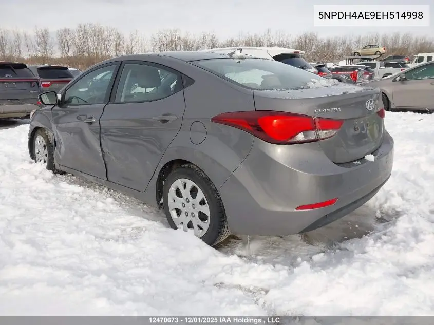 5NPDH4AE9EH514998 2014 Hyundai Elantra Gl