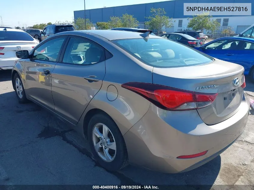 2014 Hyundai Elantra Se VIN: 5NPDH4AE9EH527816 Lot: 40400916