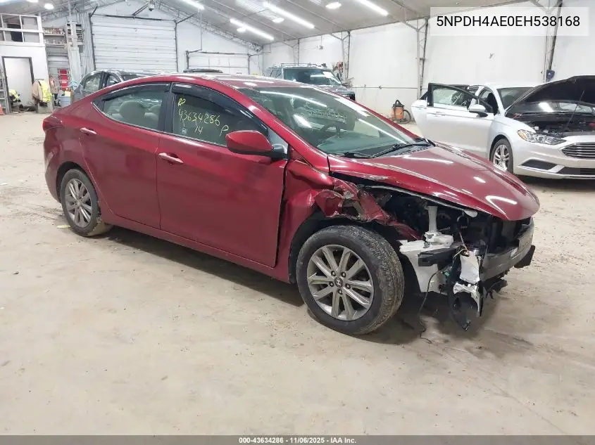 5NPDH4AE0EH538168 2014 Hyundai Elantra Se