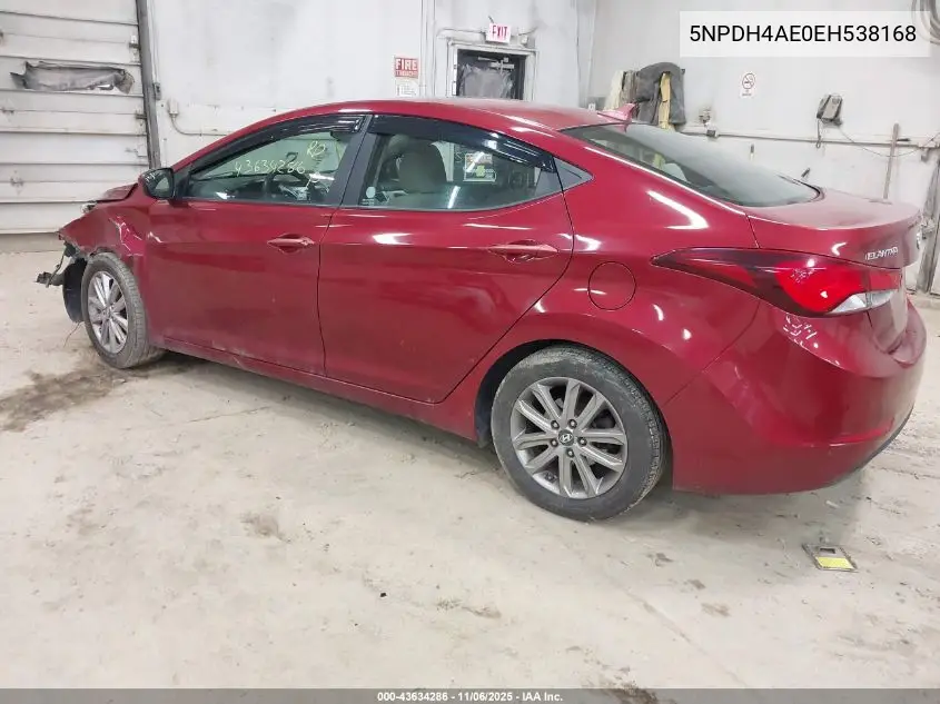 5NPDH4AE0EH538168 2014 Hyundai Elantra Se