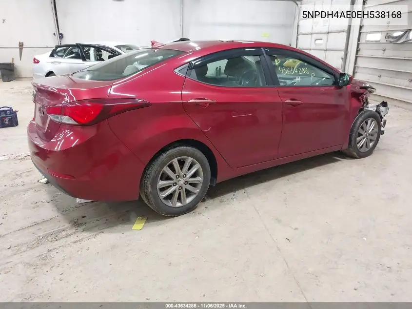 5NPDH4AE0EH538168 2014 Hyundai Elantra Se