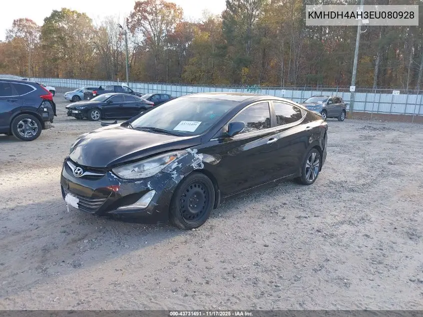KMHDH4AH3EU080928 2014 Hyundai Elantra Sport