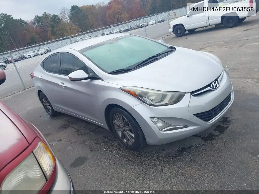 KMHDH4AE2EU063558 2014 Hyundai Elantra Se