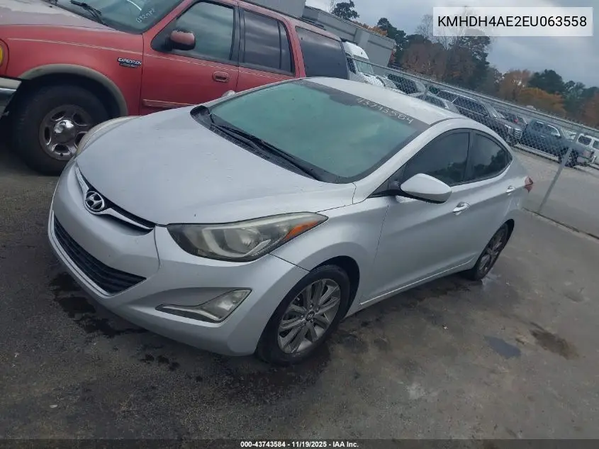 KMHDH4AE2EU063558 2014 Hyundai Elantra Se
