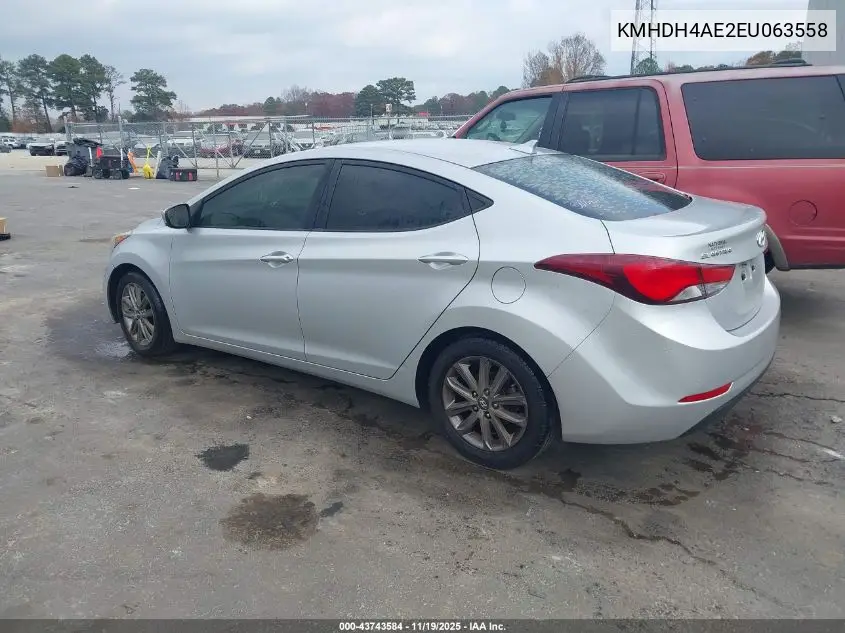 KMHDH4AE2EU063558 2014 Hyundai Elantra Se