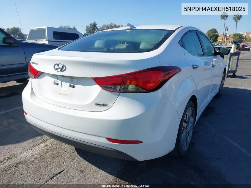 5NPDH4AEXEH518025 2014 Hyundai Elantra Limited