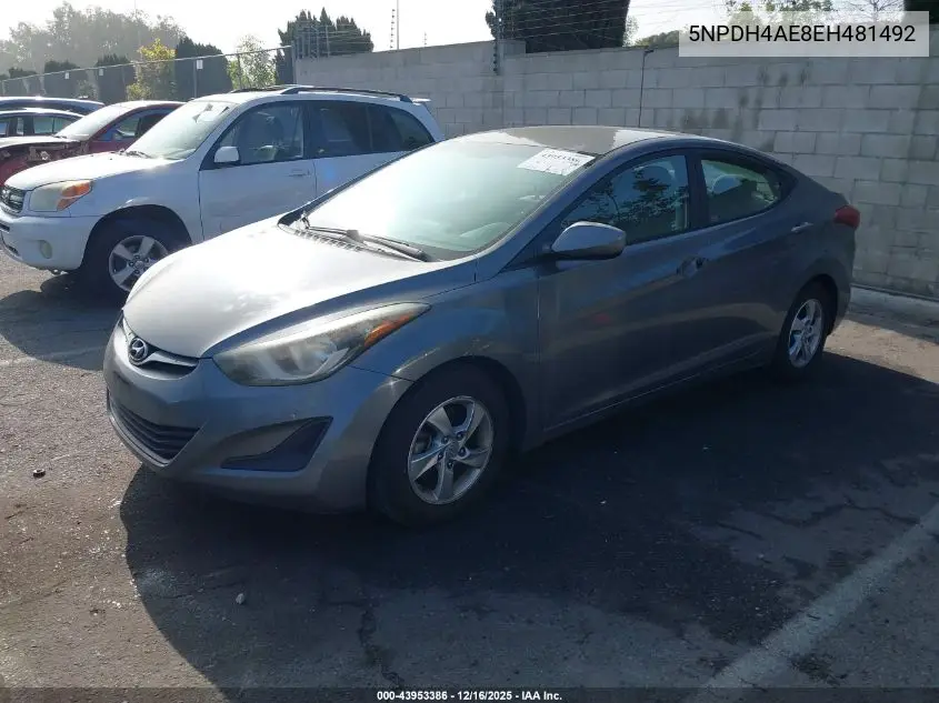 5NPDH4AE8EH481492 2014 Hyundai Elantra Se
