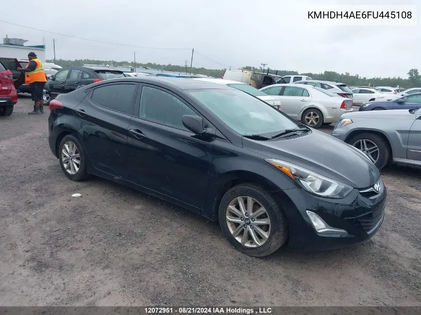 2015 Hyundai Elantra Sport Appearance VIN: KMHDH4AE6FU445108 Lot: 12072951