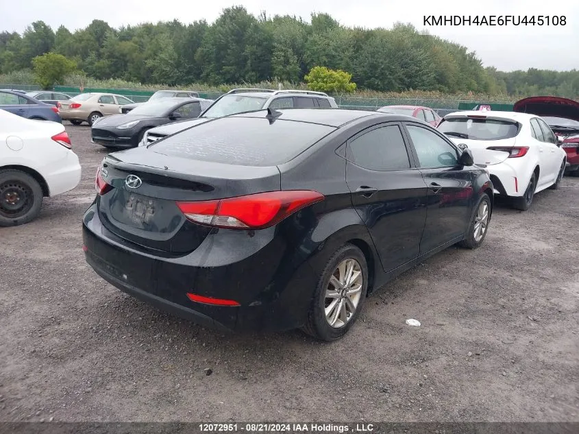 2015 Hyundai Elantra Sport Appearance VIN: KMHDH4AE6FU445108 Lot: 12072951