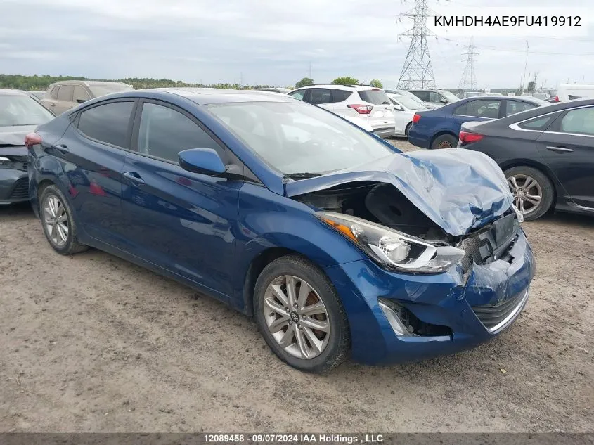 2015 Hyundai Elantra VIN: KMHDH4AE9FU419912 Lot: 12089458