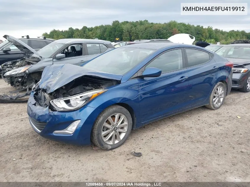 2015 Hyundai Elantra VIN: KMHDH4AE9FU419912 Lot: 12089458