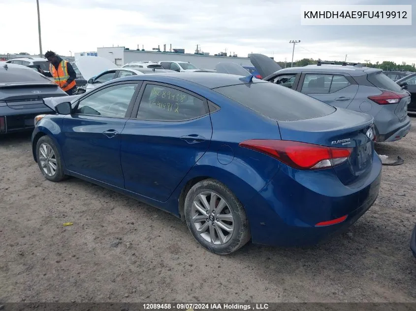 2015 Hyundai Elantra VIN: KMHDH4AE9FU419912 Lot: 12089458