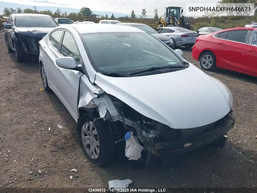 5NPDH4AEXFH646671 2015 Hyundai Elantra Gl
