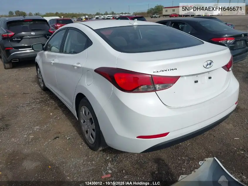 5NPDH4AEXFH646671 2015 Hyundai Elantra Gl