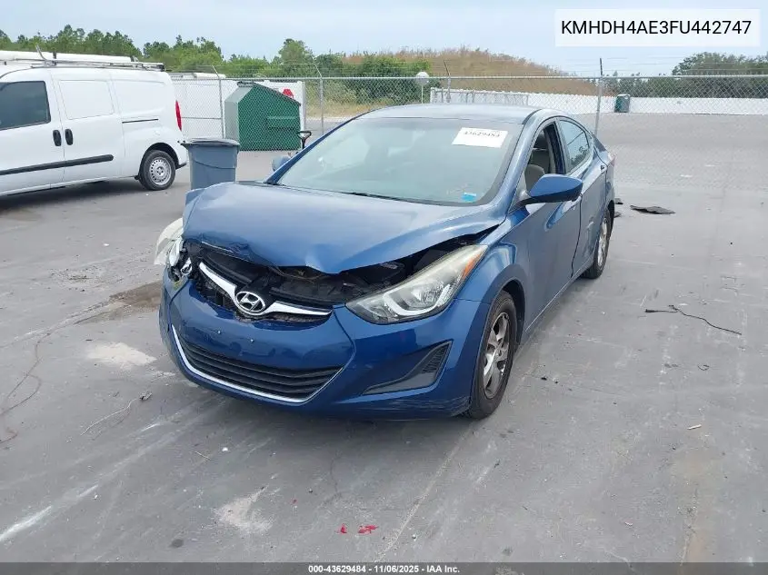 KMHDH4AE3FU442747 2015 Hyundai Elantra Se
