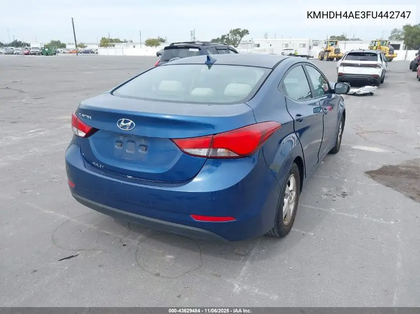 KMHDH4AE3FU442747 2015 Hyundai Elantra Se