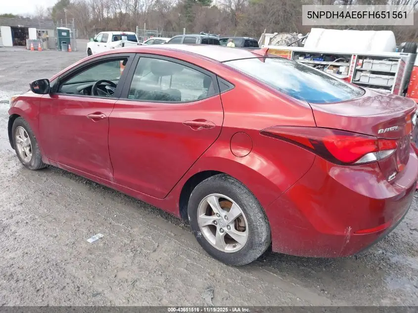 5NPDH4AE6FH651561 2015 Hyundai Elantra Se