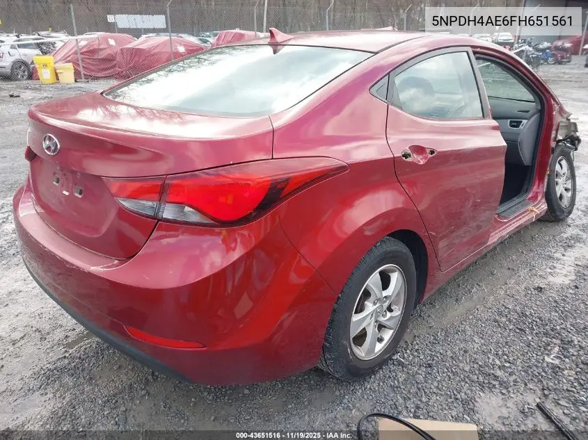 5NPDH4AE6FH651561 2015 Hyundai Elantra Se