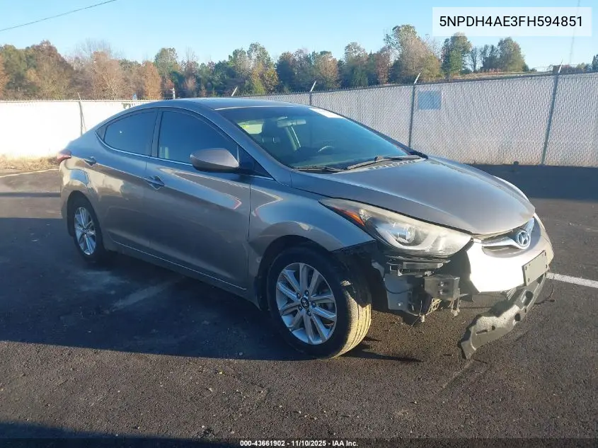 5NPDH4AE3FH594851 2015 Hyundai Elantra Se
