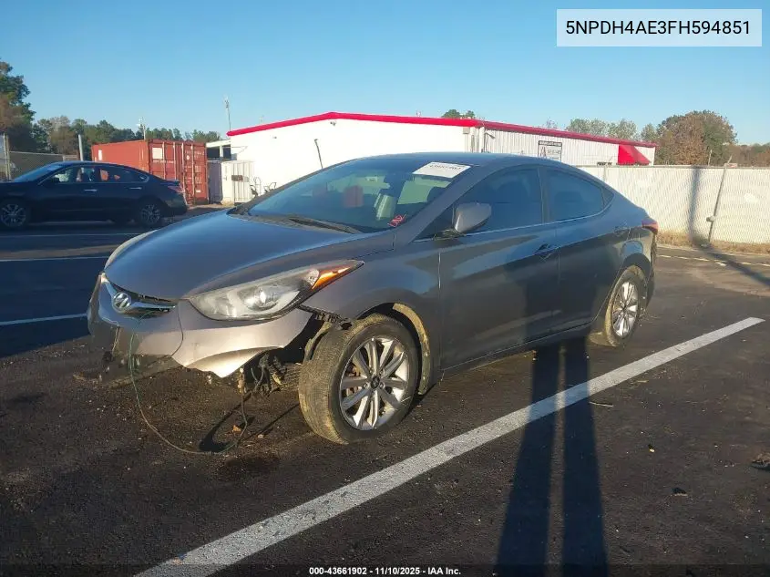 5NPDH4AE3FH594851 2015 Hyundai Elantra Se