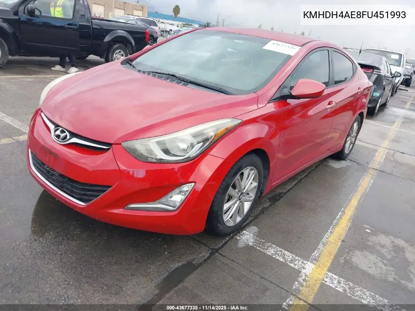 KMHDH4AE8FU451993 2015 Hyundai Elantra Se