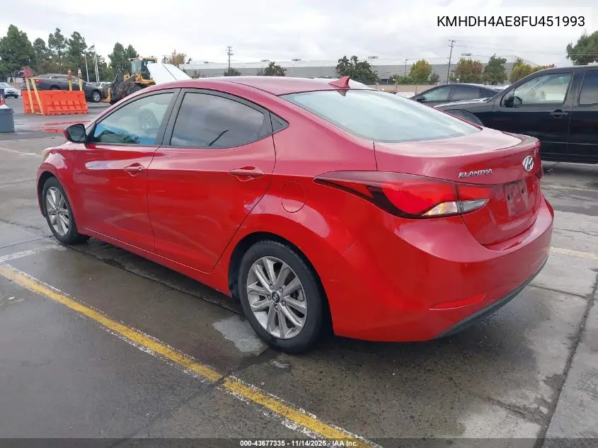 KMHDH4AE8FU451993 2015 Hyundai Elantra Se