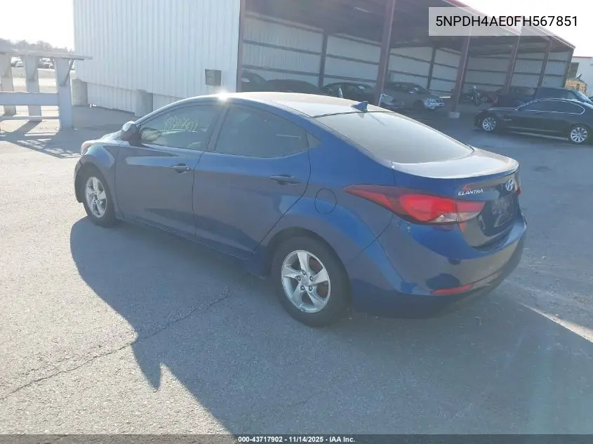 5NPDH4AE0FH567851 2015 Hyundai Elantra Se