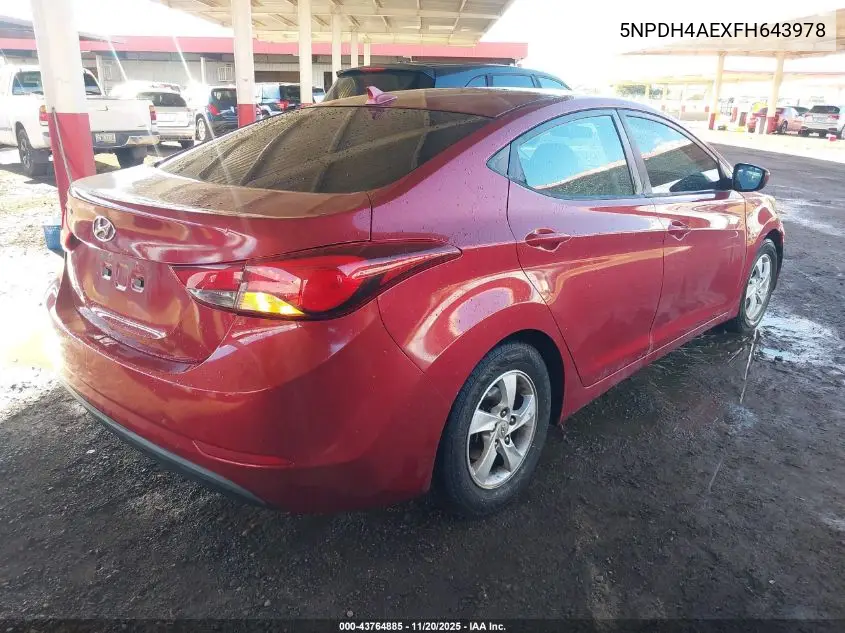 5NPDH4AEXFH643978 2015 Hyundai Elantra Se