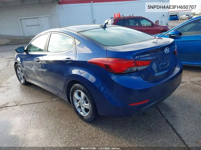 5NPDH4AE3FH650707 2015 Hyundai Elantra Se