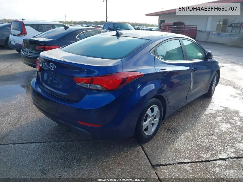 5NPDH4AE3FH650707 2015 Hyundai Elantra Se